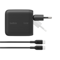 BELKIN Chargeur Secteur USB-C 100W avec Câble USB-C vers USB-C 1,5m (Noir)